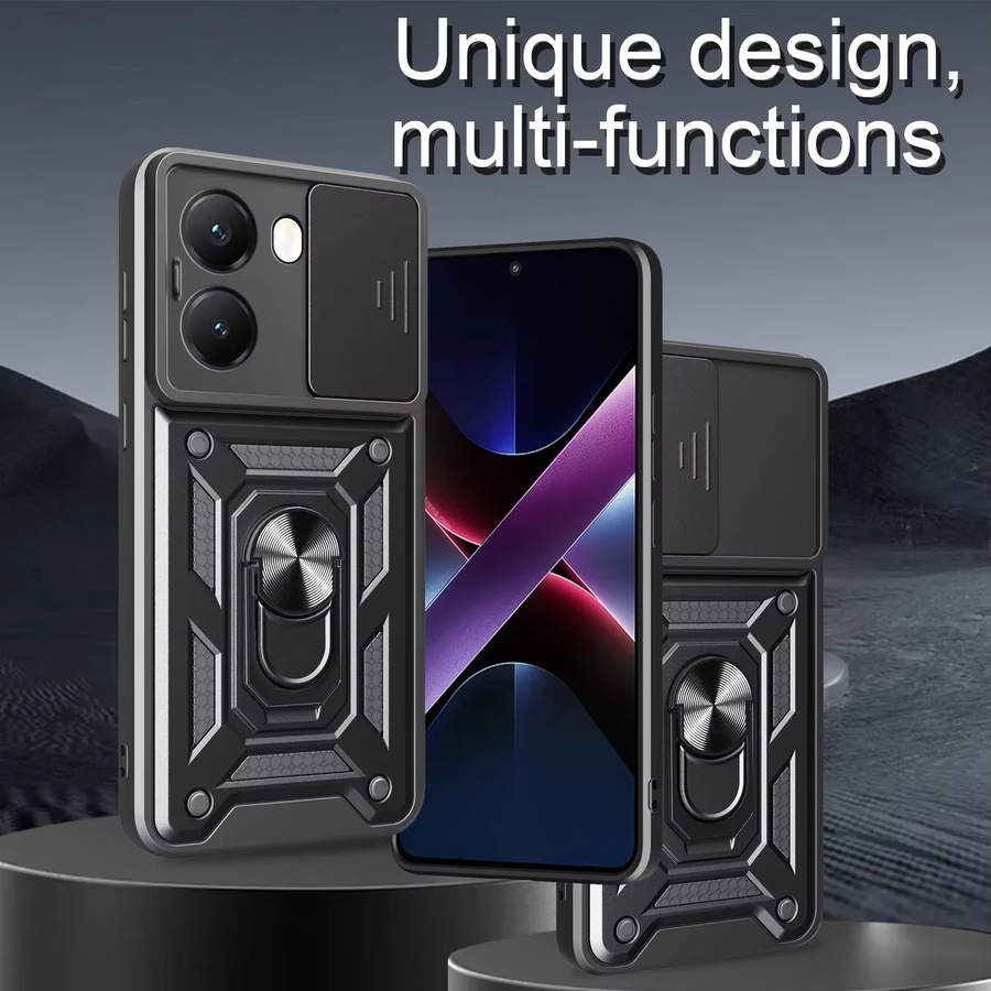 Xiaomi POCO X8 Pro Max X7 Pro X6 X7 Panzerhülle mit Kameraschutz und Ringständer in Schwarz - Bild 3