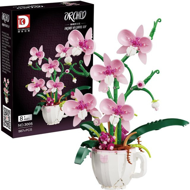 Moc Orchideen Blumenstrauß Bonsai Pflanzenmodell Bausteine - Bild 1