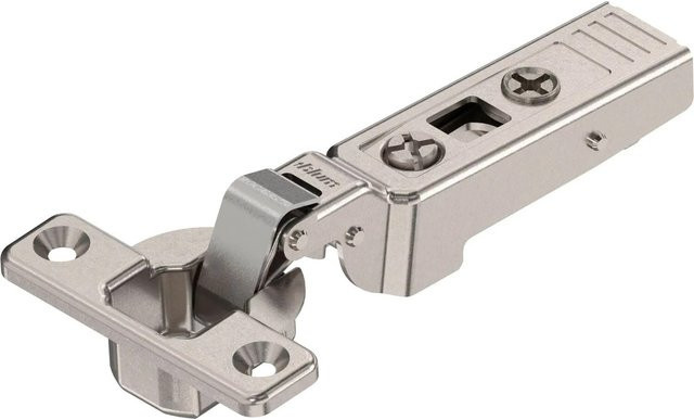 Blum Minischarnier Clip Top 94 Grad 9,5 mm Gekröpft mit Feder und Schrauben in Nickeloptik - Bild 1