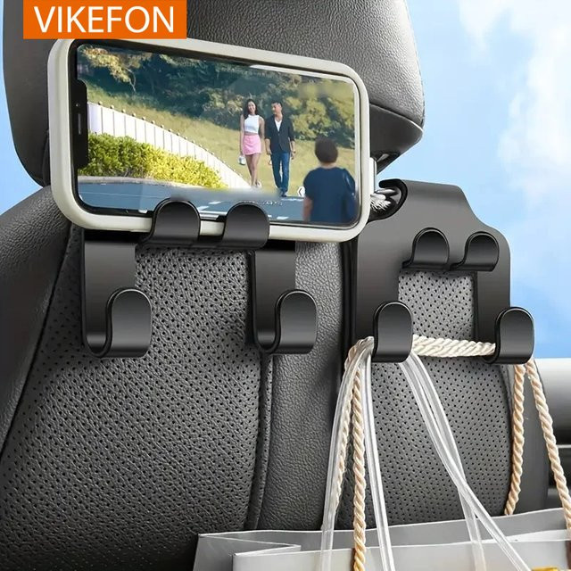 VIKEFON Auto Rücksitz Haken Handyhalterung für die Kopfstütze in Schwarz - Bild 1