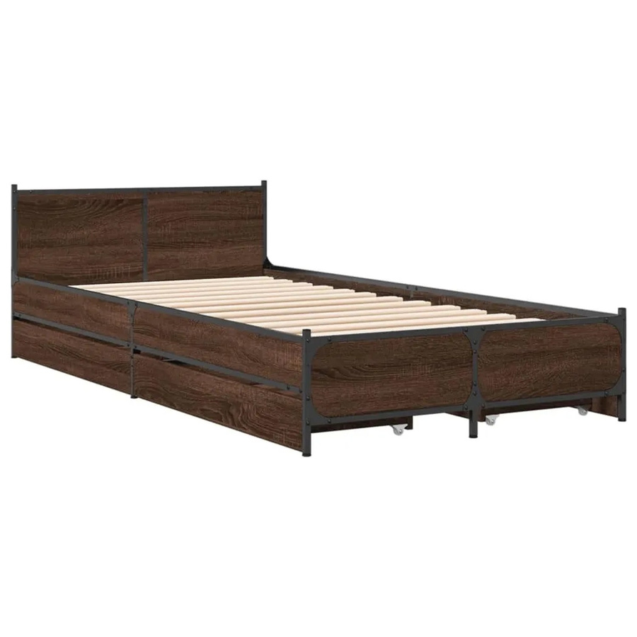 vidaXL Bettgestell mit Schubladen in Eiche Braun, B/T/H: 190 x 78 x 56,5 cm - Bild 2