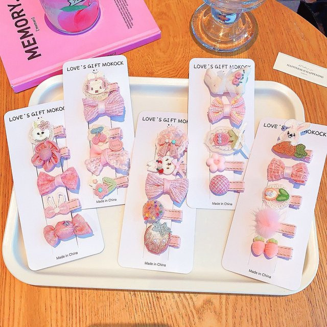 raindo Kinder-Haaraccessoires Set, Samt-Perlen-Haargummis, Herz-Schleifen-Haarnadeln - Bild 1