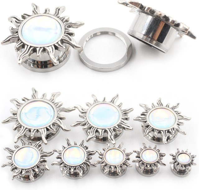 Alisouy Ohrringe, Edelstahl, Sonne Emaille, Silber, Unisex - Bild 1