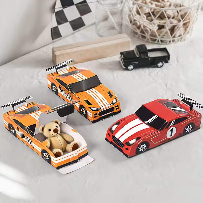 ZQNYCY Racing Auto Thema Geschenkboxen aus Papier für Kindergeburtstage und Partys, Rot, 10 oder 20 Stück - Bild 4
