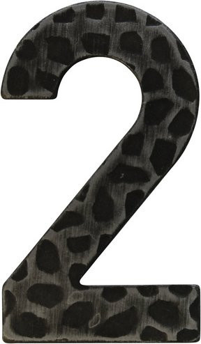 ALPERTEC Hausnummer 2 aus Stahl in Schwarz, B/T/H: 11,7 x 17,0 x 1,8 cm - Bild 1