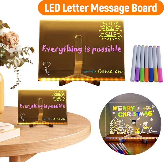 ALLOYSEED LED-Notiz-Nachtlichttafel, DIY-Nachrichtentafel, Bunt / Mehrfarbig, Set / Bundle - Bild 1