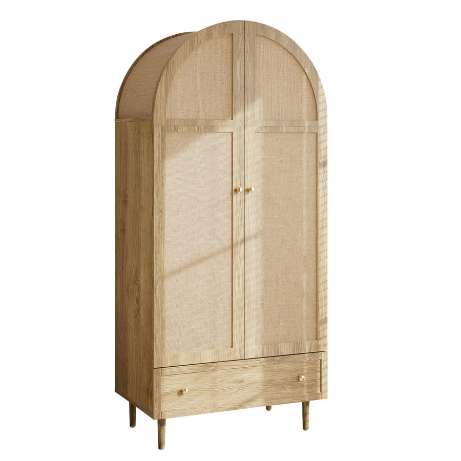 okwish Kleiderschrank mit Schubladen und Holztüren für das Schlafzimmer in Natur, B/T/H: 79 x 50 x 175 cm - Bild 2