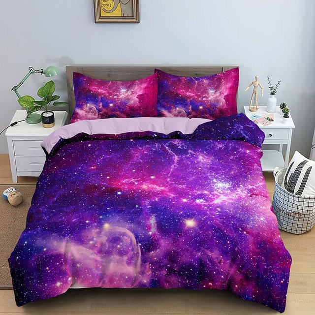 3D-Bettwäscheset für Kinder von Binchi Outdoor Product mit Grafikdesign in Lila, Material Mikrofaser Polyester, B/H: 135 x 200 cm - Bild 1