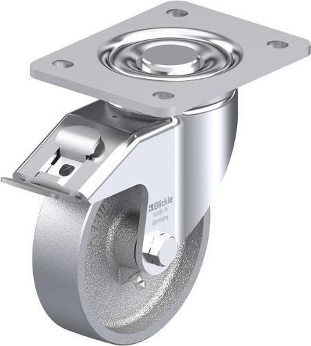 Blickle Lenkrolle LH-G 125G-3-FI mit Feststeller, silber, Rad-Durchmesser: 125 mm, Tragfähigkeit: 450 kg - Bild 1