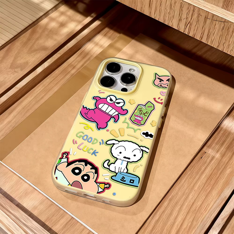 Shin-chan Cute Crayon Handyhülle für iPhone 17 16 Pro Max 15 14 13 12 Plus in Rot, Doppelschichtige Candy Cover - Bild 2