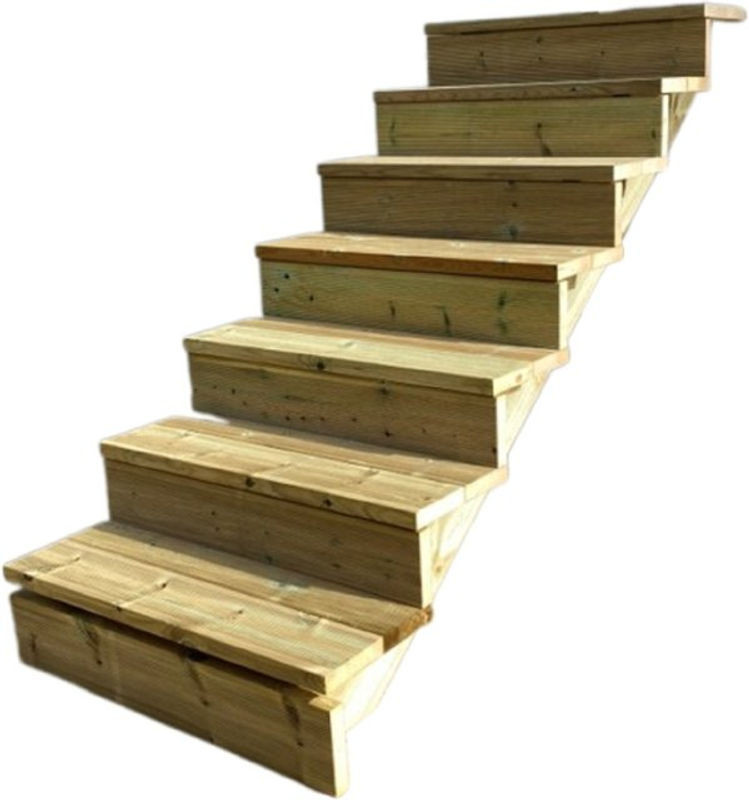 Vinuovo Holztreppe mit 7 Stufen und Setzstufen in Natur Braun, Höhe: 122 cm, Breite: 60 cm - Bild 1