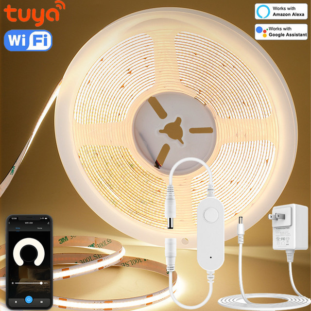 YSRSAI Tuya Smart WiFi COB LED-Lichtleiste Warmweiß, 12V Schrankbeleuchtung für Möbel, kompatibel mit Amazon Alexa und Google Assistant - Bild 1