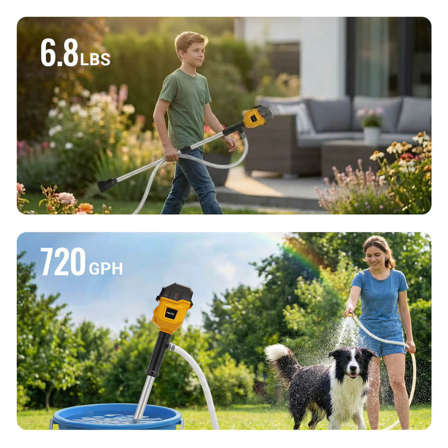 DeWalt bürstenlose Tiefbrunnenpumpe 720 GPH kabellose Stick-Sumpfpumpe für Pool und Gartenteich in Gelb (nur Werkzeug) - Bild 4