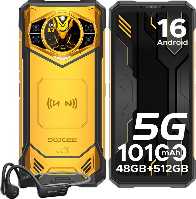 Doogee S200 X Robustes 5G Smartphone mit Android 16, 512 GB Speicher, 48 GB RAM, 10100 mAh Akku und 100 MP Kamera in Schwarz - Bild 1