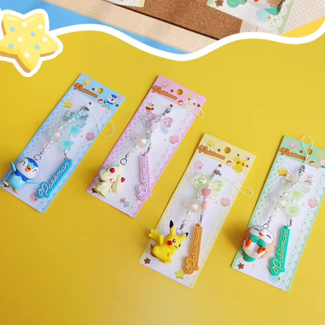 LANGBOWANG Schlüsselanhänger Pikachu Piplup Rowlet Alcremie, Unisex - Bild 1