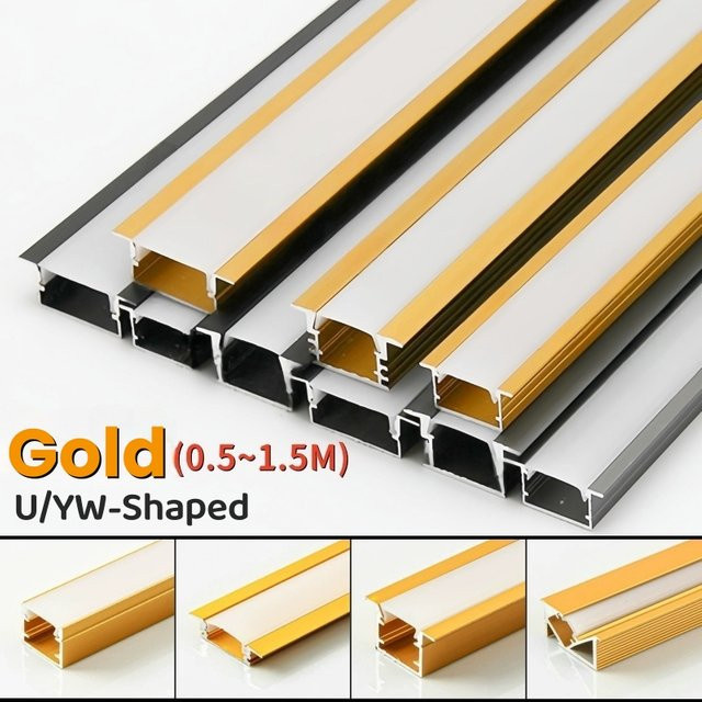 Khelse LED Aluminium Profil in Gold mit PC Diffusor für Schrank, Wand und Treppe - Bild 1