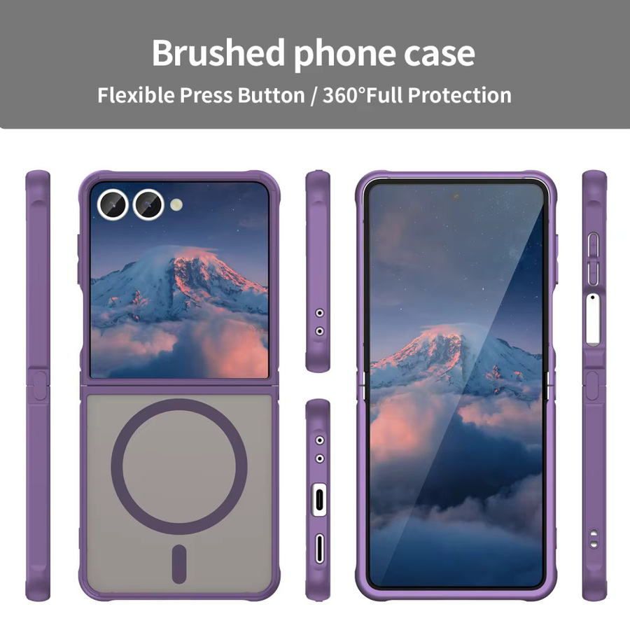 Magnetische MagSafe Schutzhülle für Samsung Galaxy Z Flip 7 6 5 4 3 in Matt Transparent Blue Purple, ultradünne und stoßfeste Abdeckung für kabelloses Laden - Bild 5