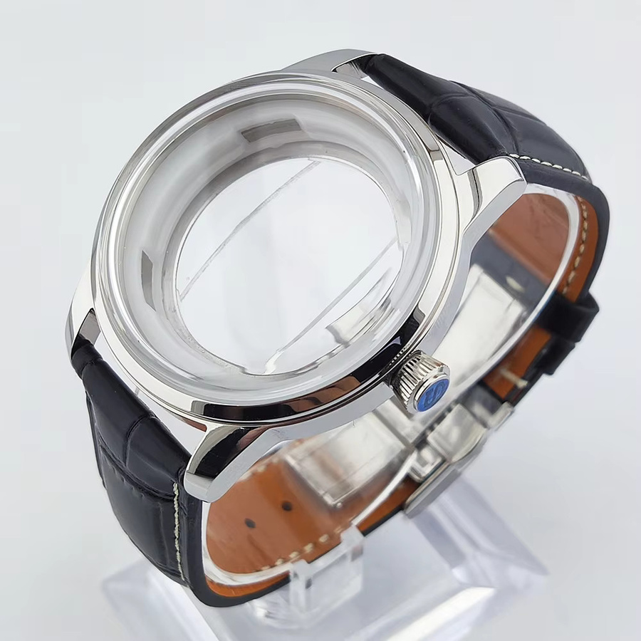 OUMASHI Uhrengehäuse, Silber, Leder, Herren, 40 mm - Bild 2