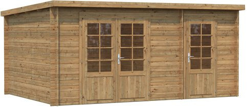 Palmako Ella Blockbohlenhaus aus Fichtenholz in Braun mit Pultdach, B/H/T: 470 x 214 x 300 cm - Bild 3