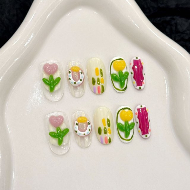 YADORNOS Press On Nails, Weiß, Glänzend, Damen, 10 Stück - Bild 1