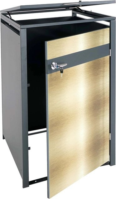 PROREGAL Mülltonnenbox für 1 Tonne aus verzinktem Stahl in Anthrazit Gold, B/T/H: 117 x 68 x 80 cm - Bild 1
