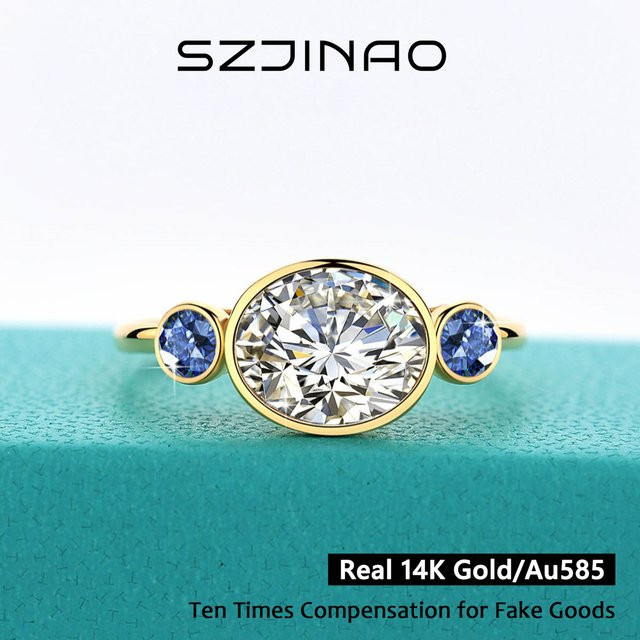 szjinao Ring Moissanit, 585 Gold, Damen - Bild 1