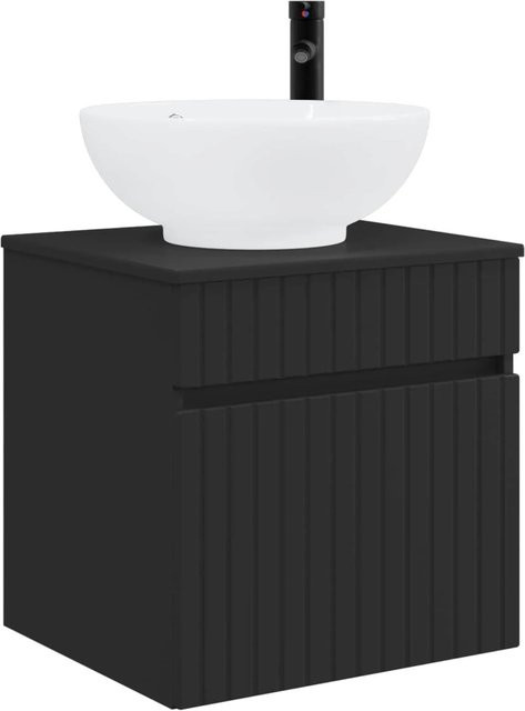 vidaXL Wandmontiertes Waschbecken-Vanity Set in Schwarz mit Schubladen und Türen, B/T/H: 49 x 44,5 x 66,5 cm - Bild 1