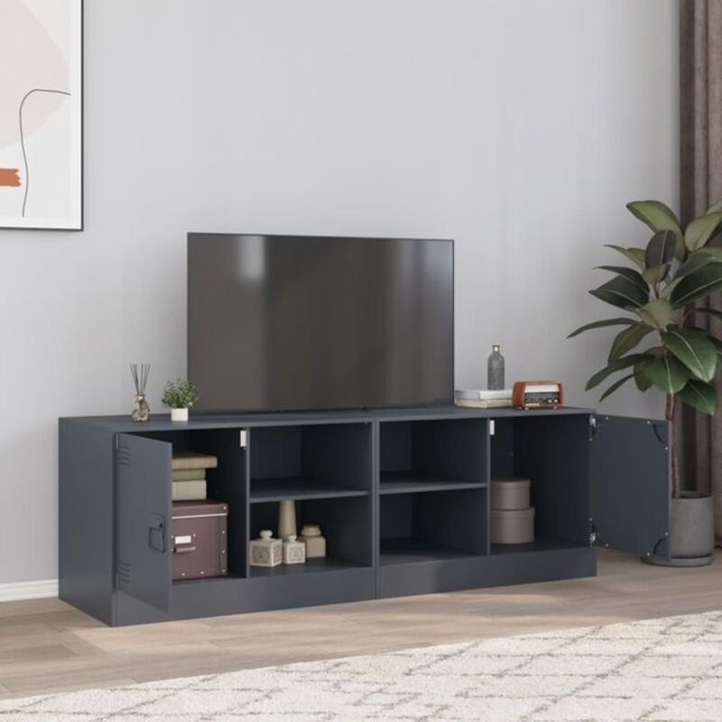Vidaxl TV-Schränke Set aus Metall in Anthrazit, 2er-Pack, modern, B/T/H: 67 x 39 x 44 cm - Bild 1