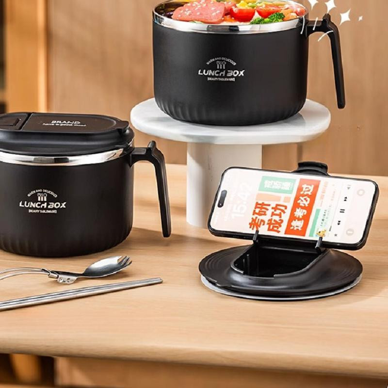 GIANXI Ramen Schüssel mit Deckel aus Edelstahl in Schwarz als tragbare Lunchbox für Nudeln - Bild 3