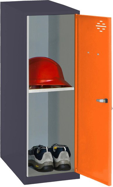 PROREGAL Schließfachschrank AMEGO Spind aus Metall mit 1 Fachboden in Orange-Anthrazit, H x B x T: 91,5 x 30 x 50 cm - Bild 1
