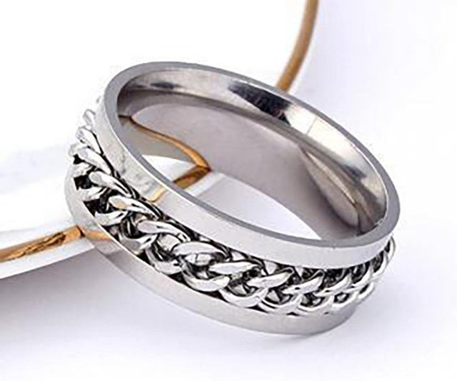 Angstring Fidget Spinner Ring, Edelstahl, Schwarz, Unisex - Bild 1