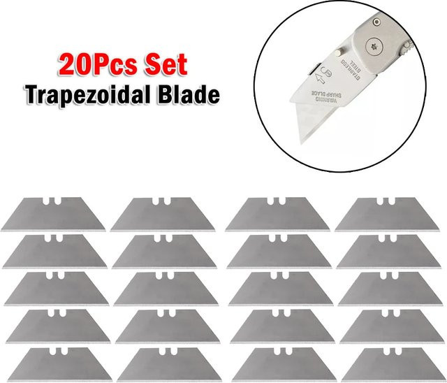 20 Stück Trapez Ersatzklingen aus Carbonstahl in Silber für DIY Kunsthandwerk und Cutter Werkzeuge inklusive Aufbewahrungsbox - Bild 1