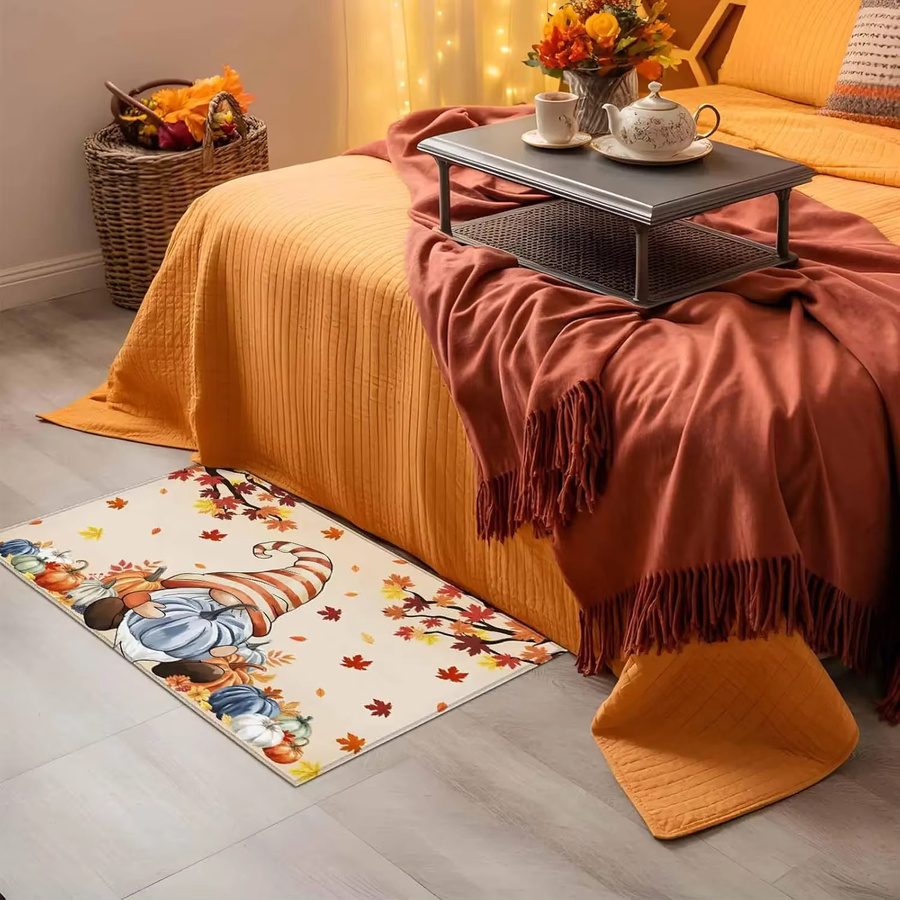 VIKAMA Fußmatte für den Innenbereich mit Thanksgiving-Motiv in Orange, rutschfest und waschbar - Bild 2