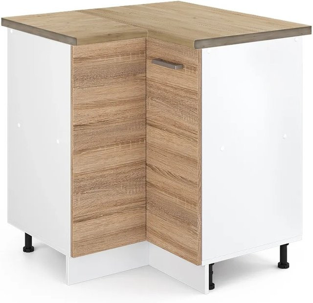 Vicco R-Line Eckunterschrank für die Küche in Sonoma Eiche und Weiß, B/T/H: 75,6 x 60,0 x 81,6 cm - Bild 1