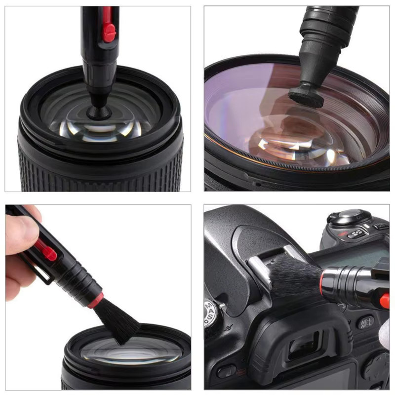 6-in-1 Kamera-Reinigungsset mit Luftgebläse, Objektivpinsel und Reinigungsstift für DSLR, Sensoren und Tastaturen in Schwarz - Bild 2