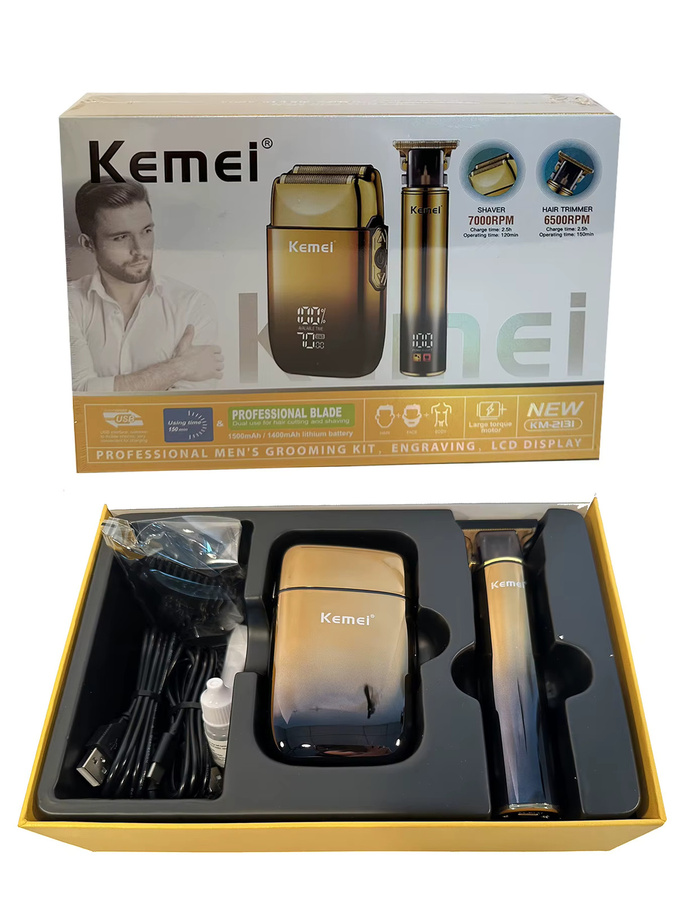 Kemei Elektrorasierer Bartschneider für Herren, Gold - Bild 2