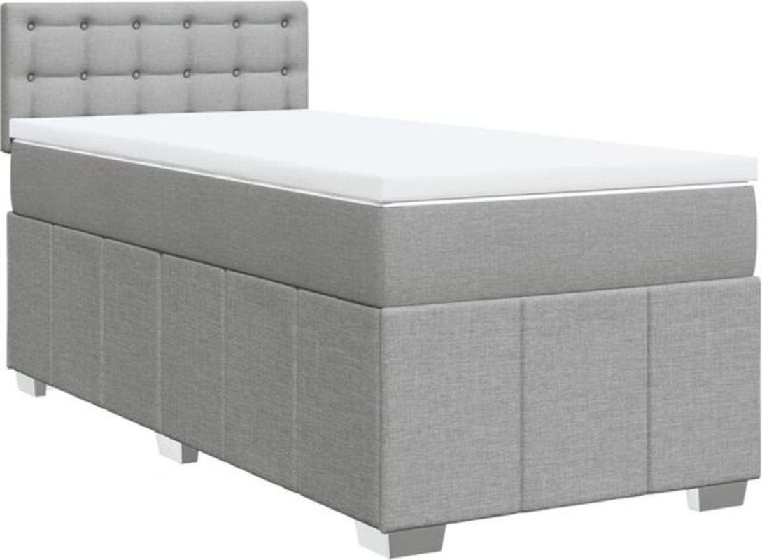 vidaxl Boxspringbett mit Matratze aus Stoff in Grau, B/T/H: 100 x 200 x 100,5 cm - Bild 1