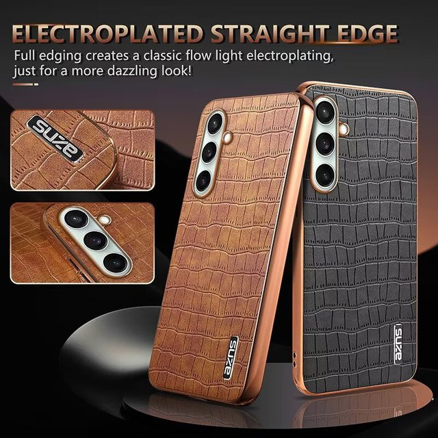 Leder-Handyhülle mit Stoßfänger-Schutz für Samsung Galaxy S26 S25 S24 S23 S22 S21 Ultra Edge Plus FE in Blau und Braun - Bild 1