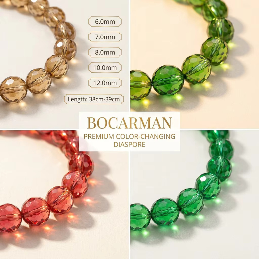 Bocarman Perlen, Synthetische Farbwechselnde Sultanit-Perlen, Bunt, Unisex - Bild 2