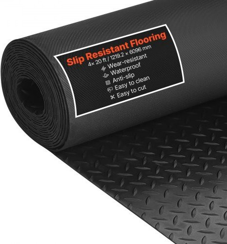 VEVOR Gummimatte Schwarz, B/B/H: 121,92 x 609,6 x 0,255 cm, Antirutschmatte für Garage, Lager und Fitnessstudio - Bild 1