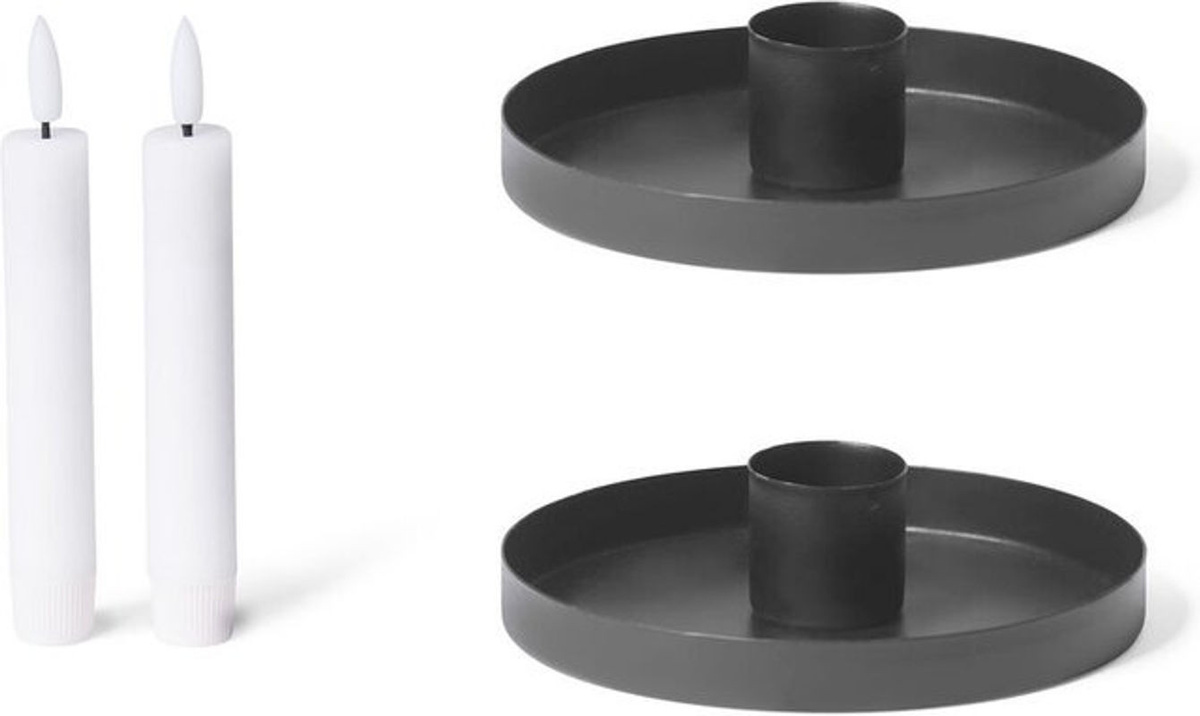 Novaliv Set aus 2 Standkerzenhaltern aus Metall in Schwarz für Stabkerzen und Tafelkerzen mit Dorn - Bild 1