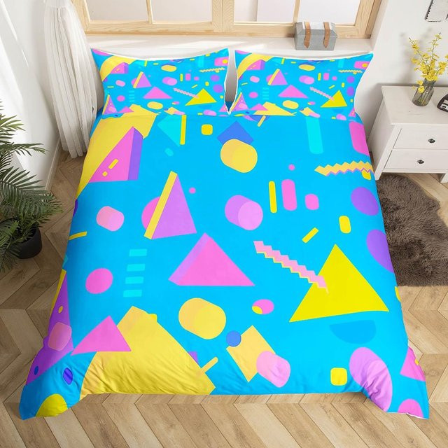Flylo Bettwäsche Set Memphis Muster mit geometrisch abstraktem Design in Bunt, Microfaser, B/H: 140 x 210 cm - Bild 1
