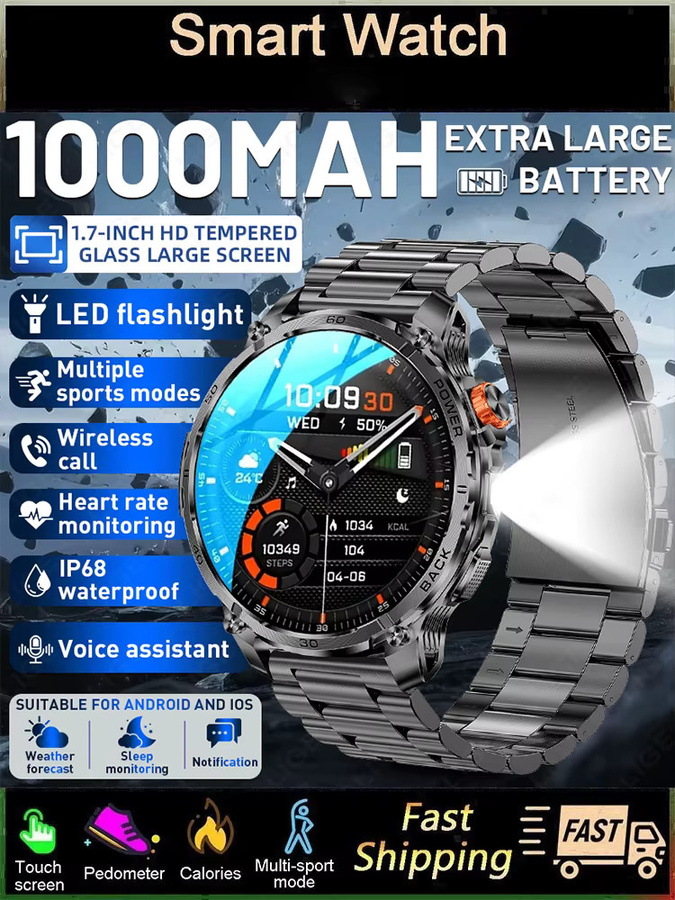 LIGE Smartwatch, Edelstahl, 5 ATM, GPS, Herren - Bild 6