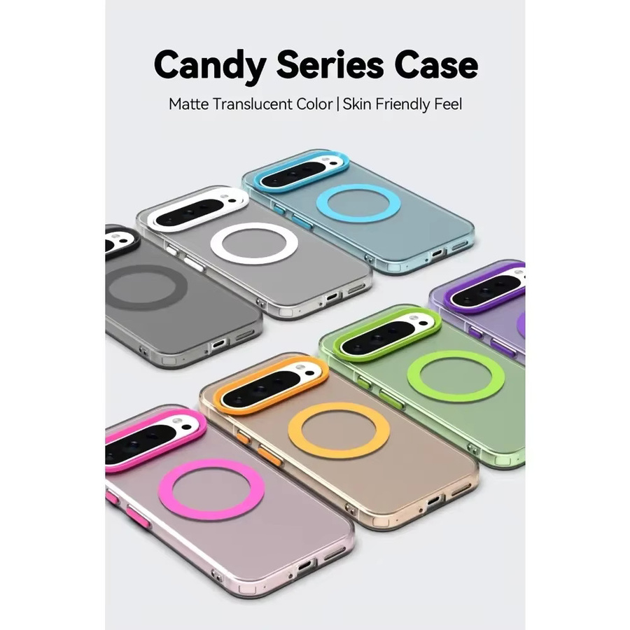 Stoßfeste magnetische Crystal Matte Hülle für Google Pixel 10 9 8 Pro XL 9A 8A in Candy Color Transparent/Grün mit kabellosem Laden - Bild 4
