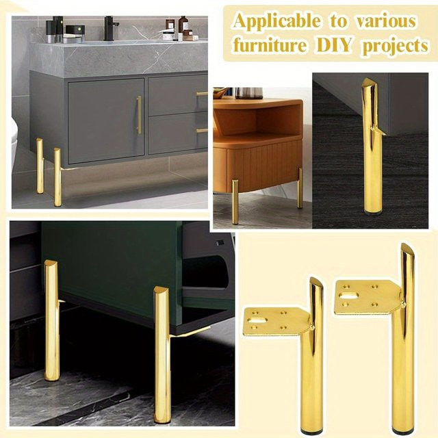 4-teiliges HACTIVOL Möbelbein-Set aus Metall in Gold, glänzend - Bild 1