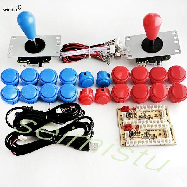 Sanwa 2-Spieler Arcade Zero Delay Kit mit USB-Encoder für PC und Raspberry Pi, Multicolor, inklusive Sanwa Joystick und Push Buttons - Bild 1