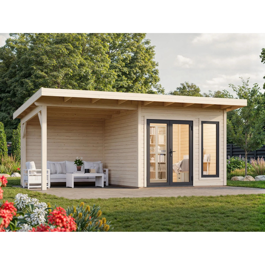 Palmako Gartenhaus Aurelia aus Fichtenholz mit Pultdach in Natur - Bild 2