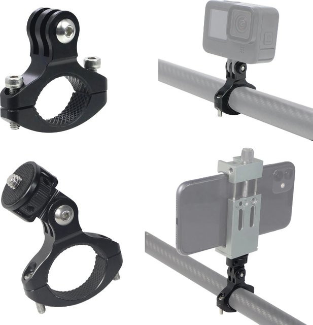 Aluminium Lenkerhalterung für Fahrrad und Motorrad in Schwarz zur Befestigung von GoPro und Action Kameras - Bild 1