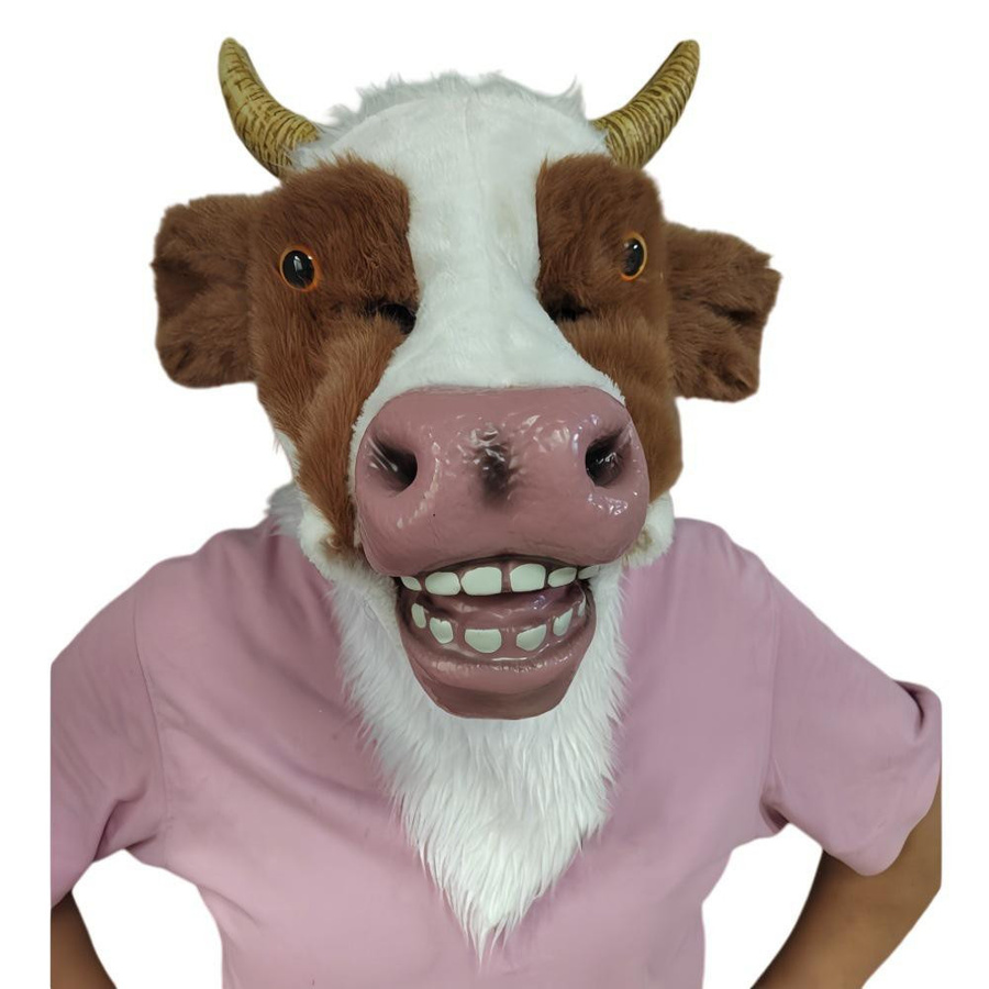Plüsch-Kuhmaske braun unisex - Bild 2