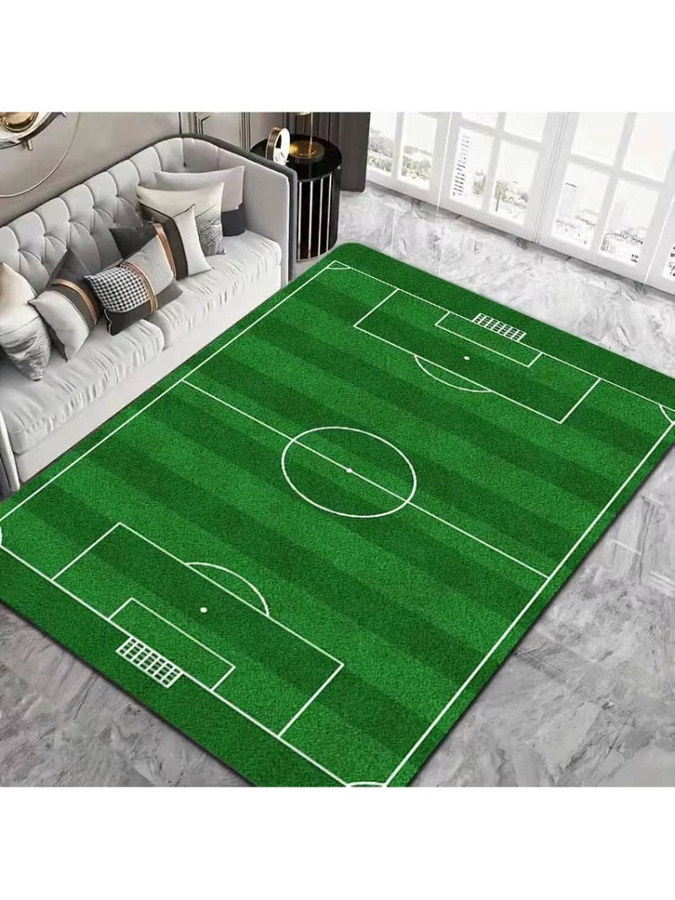 VIKAMA Kunstrasen-Fußballteppich in Grün, rutschfester und maschinenwaschbarer Teppich für Wohnzimmer oder Flur, B/T: 60 x 40 cm - Bild 4